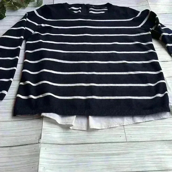 Karen Millen mixed media stripes long sleeve crewneck sweater - Picture 3 of 5